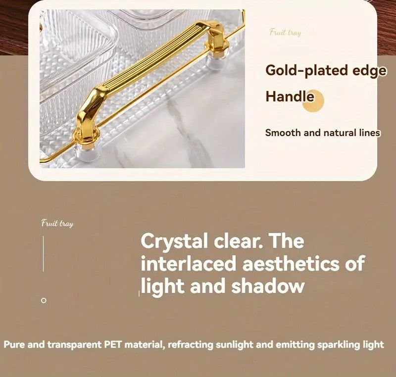 1-Piece 8-Compartment Snack Tray, BPA-Free Plastic Food-Grade Snack Organizer, Perfect for Nuts, Fruits, Candies, Potato Chips - Elegant Gold Decor for Home Entertainment, Party Snack Table Decoration, Party Snack Storage Box | Gold-Plated Tray