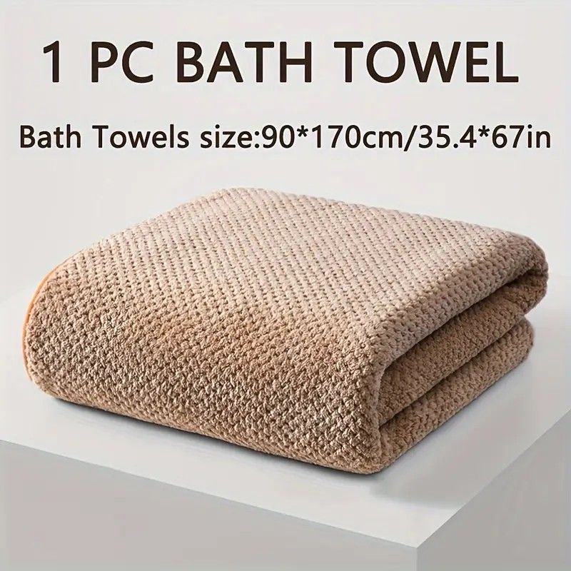 Modern Pineapple Grid Design Ultra-Soft Coral Fleece Bath Towel｜90x170cm Extra Thick Strong Absorption, Suitable for Bathroom, Gym, Hotel, and Home Use.（pink)