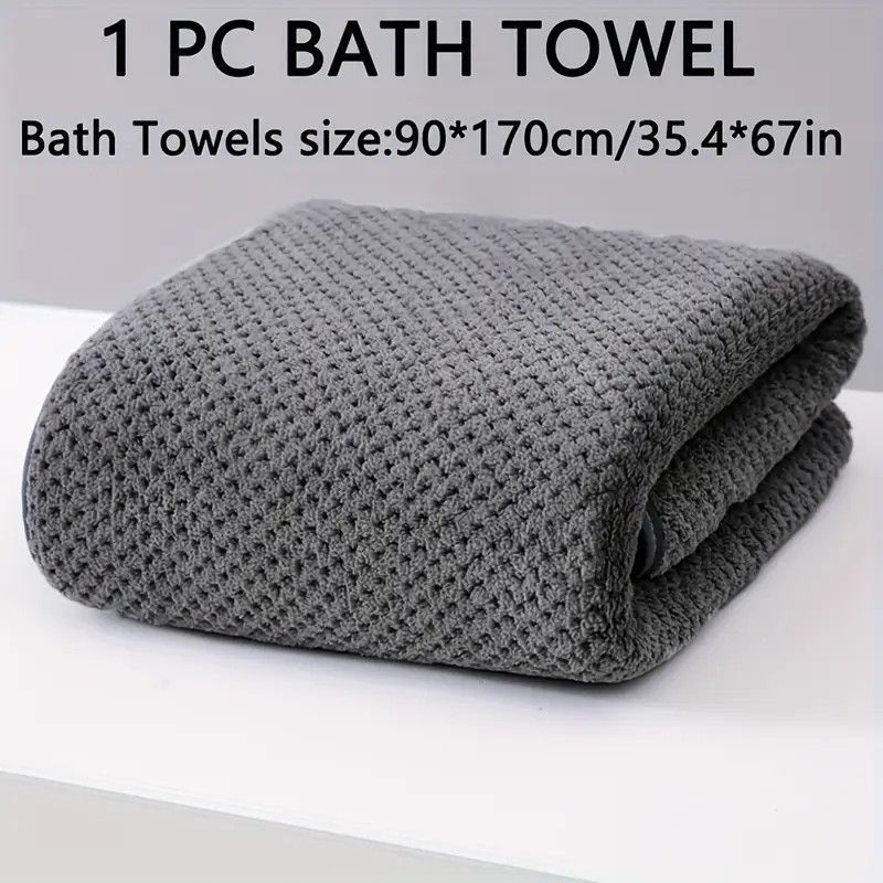 Modern Pineapple Grid Design Ultra-Soft Coral Fleece Bath Towel｜90x170cm Extra Thick Strong Absorption, Suitable for Bathroom, Gym, Hotel, and Home Use.（pink)