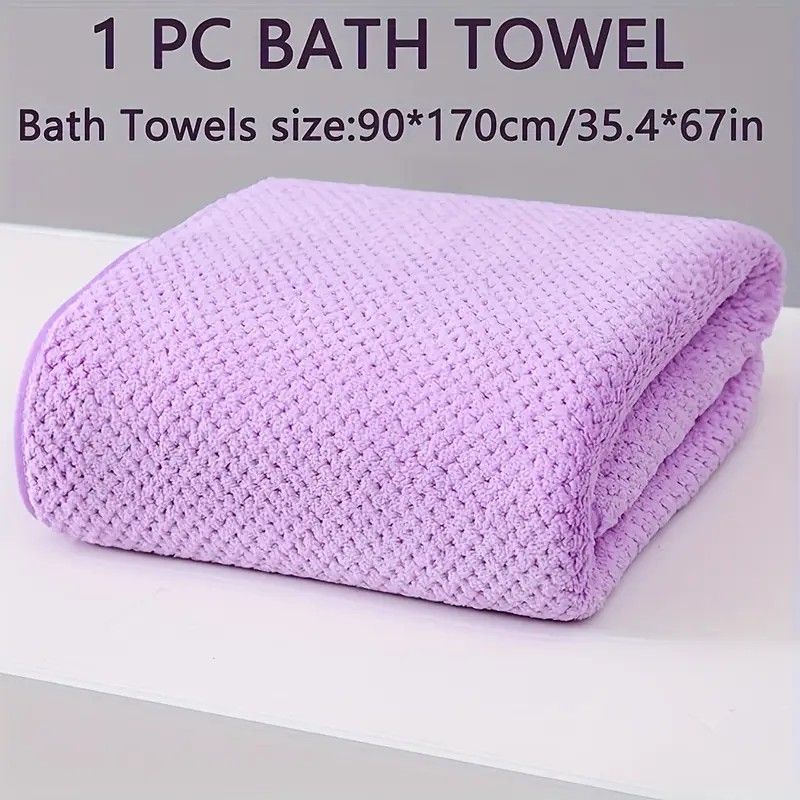 Modern Pineapple Grid Design Ultra-Soft Coral Fleece Bath Towel｜90x170cm Extra Thick Strong Absorption, Suitable for Bathroom, Gym, Hotel, and Home Use.(Dark grey)