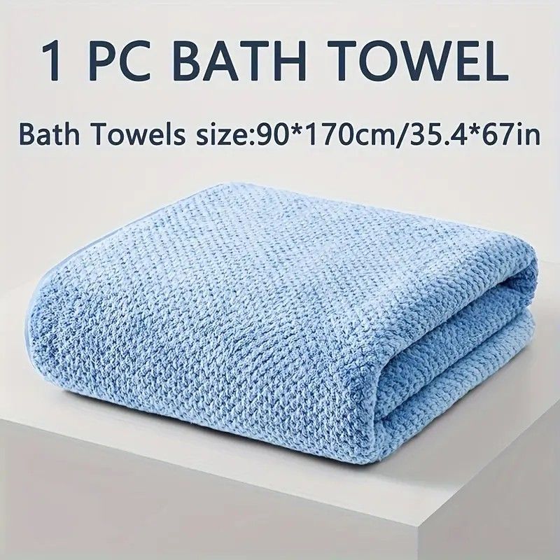 Modern Pineapple Grid Design Ultra-Soft Coral Fleece Bath Towel｜90x170cm Extra Thick Strong Absorption, Suitable for Bathroom, Gym, Hotel, and Home Use.(GREEN)