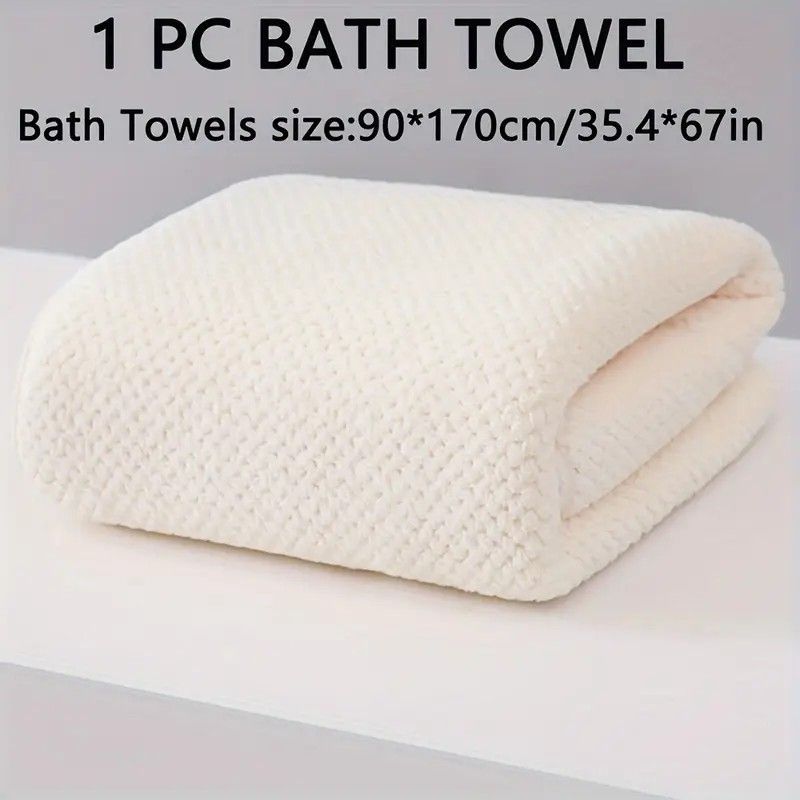 Modern Pineapple Grid Design Ultra-Soft Coral Fleece Bath Towel｜90x170cm Extra Thick Strong Absorption, Suitable for Bathroom, Gym, Hotel, and Home Use.(GREEN)
