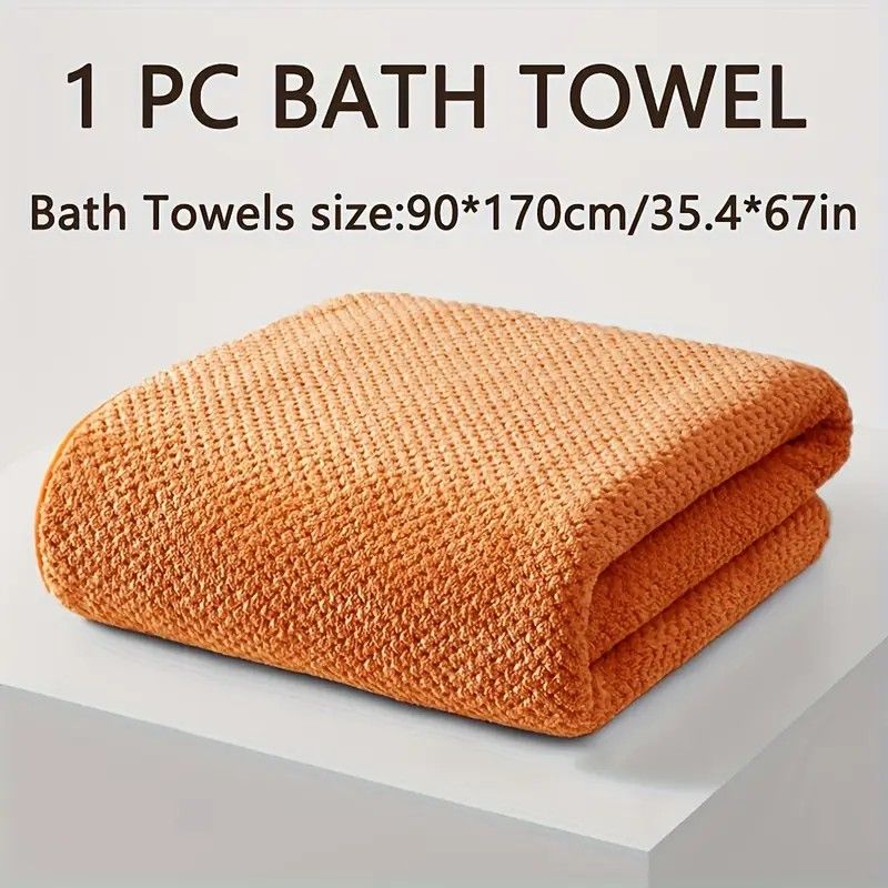 Modern Pineapple Grid Design Ultra-Soft Coral Fleece Bath Towel｜90x170cm Extra Thick Strong Absorption, Suitable for Bathroom, Gym, Hotel, and Home Use.（pink)