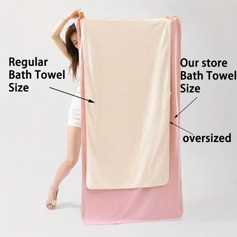 Modern Pineapple Grid Design Ultra-Soft Coral Fleece Bath Towel｜90x170cm Extra Thick Strong Absorption, Suitable for Bathroom, Gym, Hotel, and Home Use.(ORANGE)
