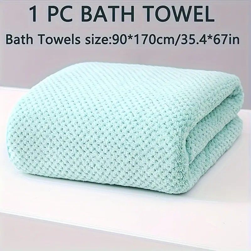 Modern Pineapple Grid Design Ultra-Soft Coral Fleece Bath Towel｜90x170cm Extra Thick Strong Absorption, Suitable for Bathroom, Gym, Hotel, and Home Use.（pink)