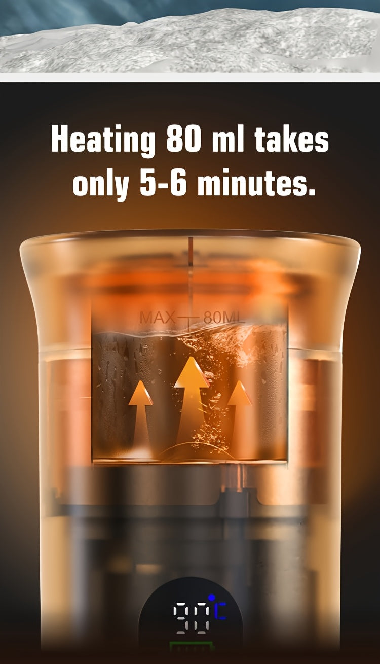 Portable 20Bar High - Pressure Extraction Coffee Machine, 80ml Stainless Steel Water Tank + Foldable Stand, Low - Battery Alert & Real - Time Temperature Control, Enjoy Barista - Quality Coffee on the Go, at Office or While Driving。black