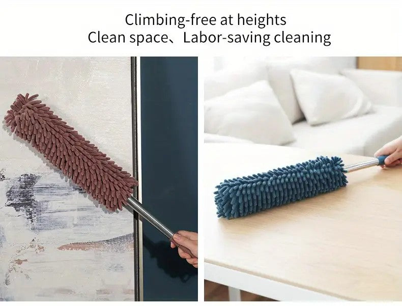 pale green  Household Cleaning Duster / Static Duster / Dust Sweeper / Telescopic & Non-Shedding / Washable & Bendable / High-Reach Cleaning Tool / Cleaning Tools & Supplies