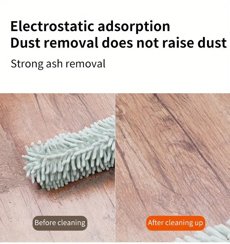 pale green  Household Cleaning Duster / Static Duster / Dust Sweeper / Telescopic & Non-Shedding / Washable & Bendable / High-Reach Cleaning Tool / Cleaning Tools & Supplies