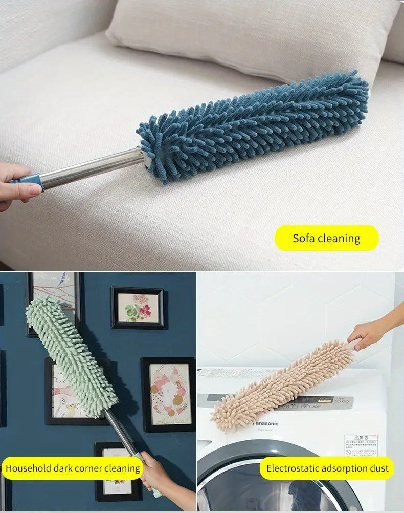 pale green  Household Cleaning Duster / Static Duster / Dust Sweeper / Telescopic & Non-Shedding / Washable & Bendable / High-Reach Cleaning Tool / Cleaning Tools & Supplies