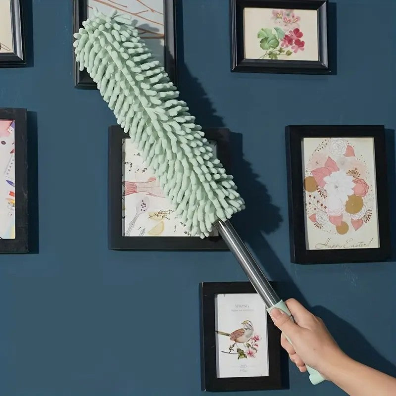 khaki  Household Cleaning Duster / Static Duster / Dust Sweeper / Telescopic & Non-Shedding / Washable & Bendable / High-Reach Cleaning Tool / Cleaning Tools & Supplies
