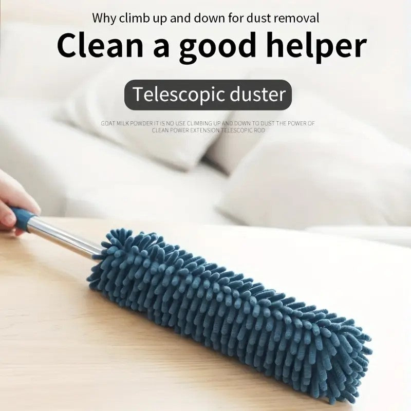khaki  Household Cleaning Duster / Static Duster / Dust Sweeper / Telescopic & Non-Shedding / Washable & Bendable / High-Reach Cleaning Tool / Cleaning Tools & Supplies