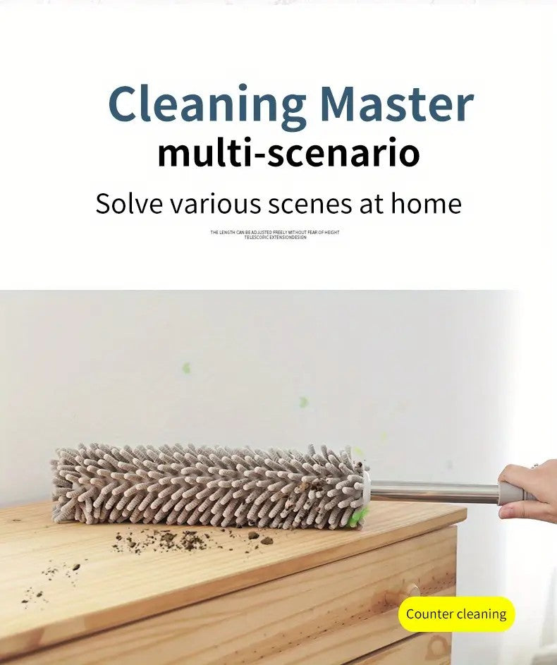 khaki  Household Cleaning Duster / Static Duster / Dust Sweeper / Telescopic & Non-Shedding / Washable & Bendable / High-Reach Cleaning Tool / Cleaning Tools & Supplies