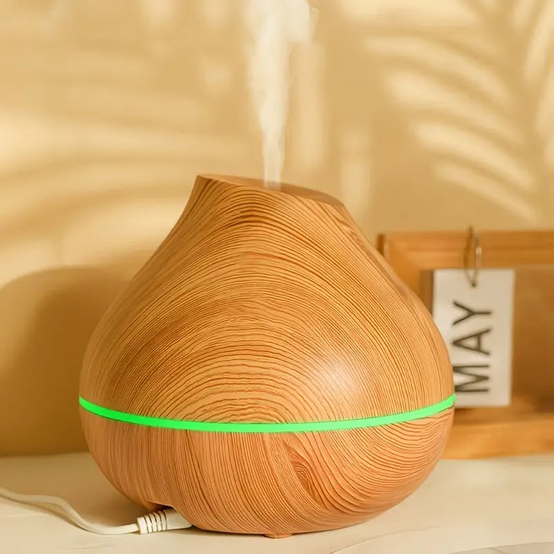 Wood Grain Aroma Humidifier, Energy-Saving Fragrance Spray, Seven-Color Ambient Light, Smart Timer, Quiet Humidification, Perfect Home SPA Companion