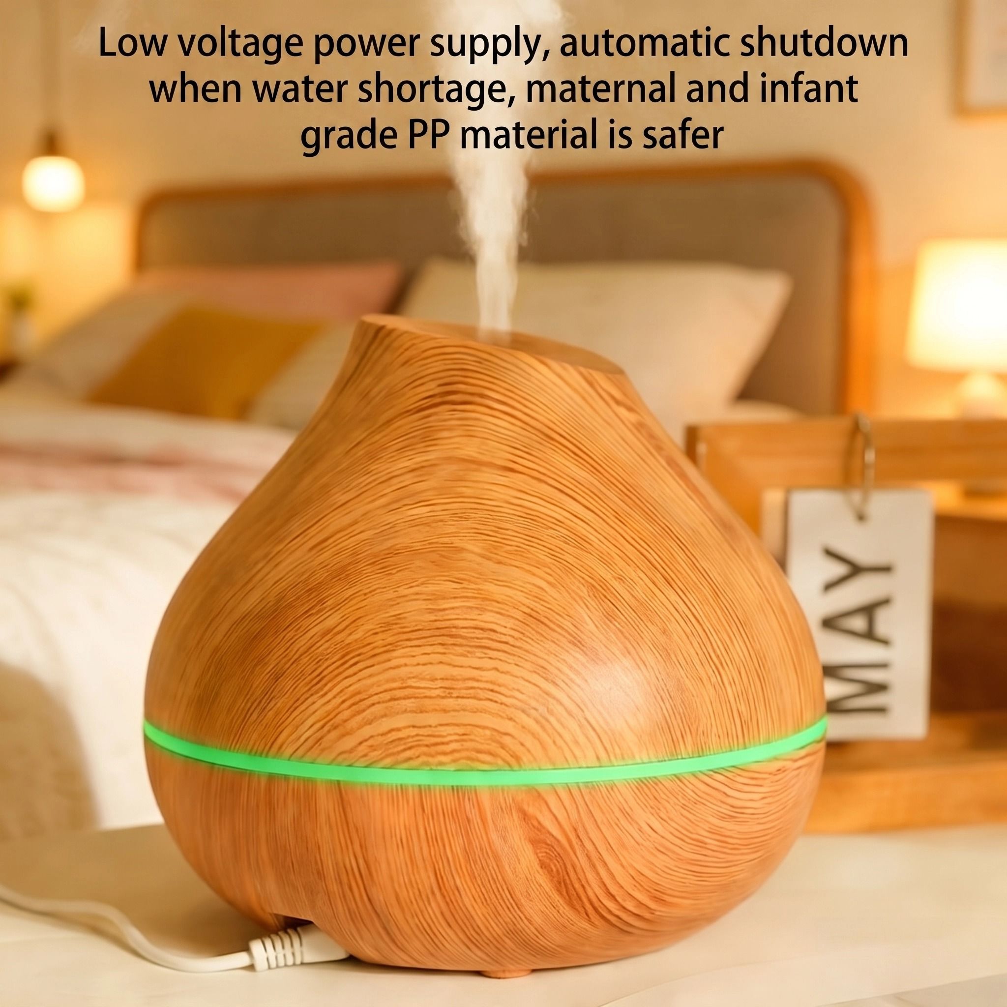 Wood Grain Aroma Humidifier, Energy-Saving Fragrance Spray, Seven-Color Ambient Light, Smart Timer, Quiet Humidification, Perfect Home SPA Companion