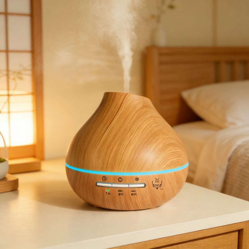 Wood Grain Aroma Humidifier, Energy-Saving Fragrance Spray, Seven-Color Ambient Light, Smart Timer, Quiet Humidification, Perfect Home SPA Companion