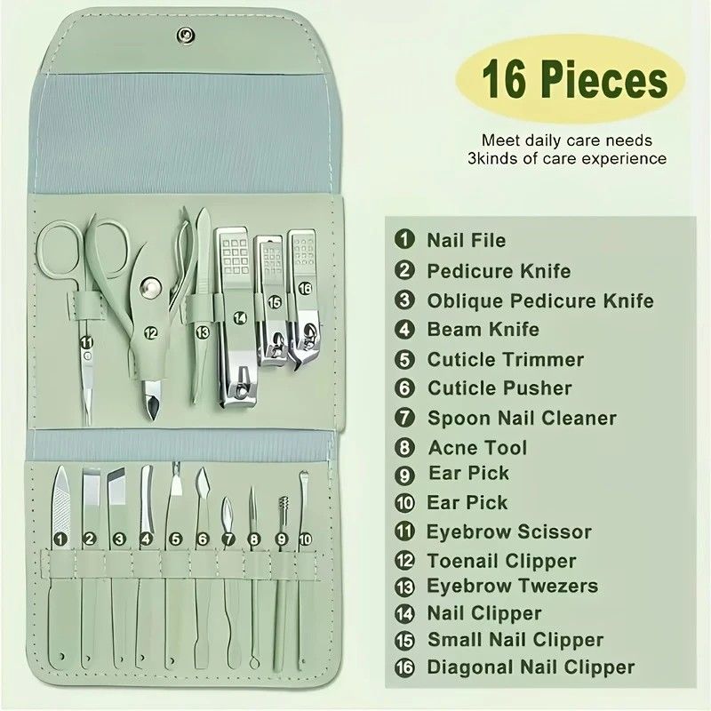 16-Piece Nail Care Set | Portable & Professional, One Box for Hand & Foot Details.purple