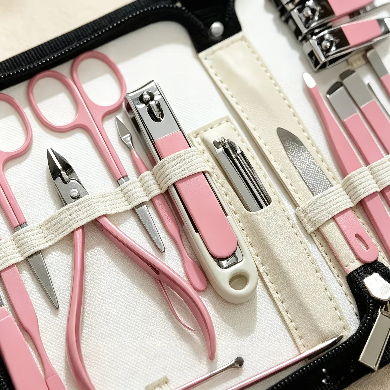 34-Piece Manicure Set: Sharp and Durable Stainless Steel Tools, All-in-One Hand, Foot, and Face Care, Portable Zippered Pouch, a Must-Have Exquisite Grooming Essential for Home and Travel!/brown