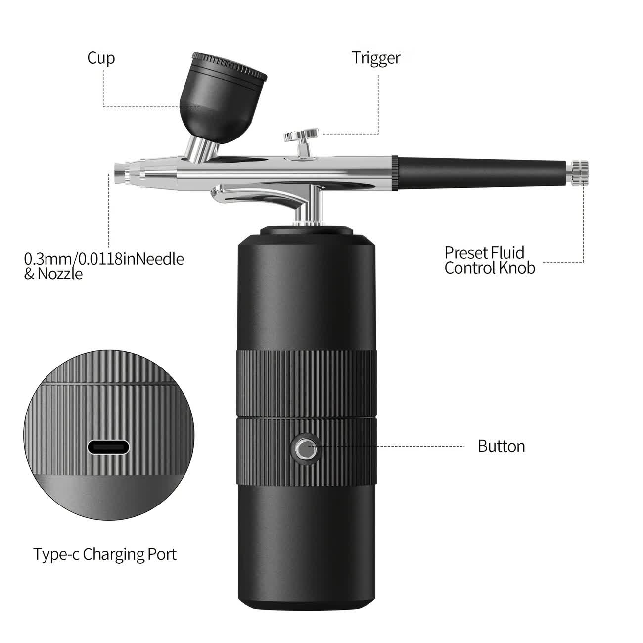 Pink Portable Wireless Airbrush Kit, Versatile for Nail Art, Painting, Makeup, and Model Making