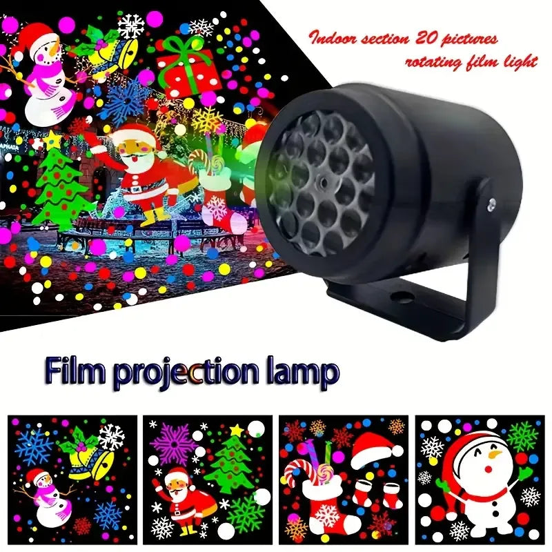 20-Pattern Christmas Projection Lamp, Plug-and-Play USB Lights Up a Fairy-Tale Christmas Night/silver