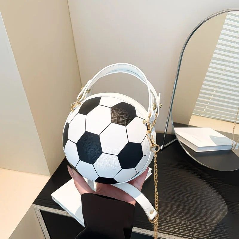 Soccer Theme Ladies Handbag, PU Material, Hand Carry Shoulder Crossbody Three Ways, Daily Outing Versatile Fashion(black)