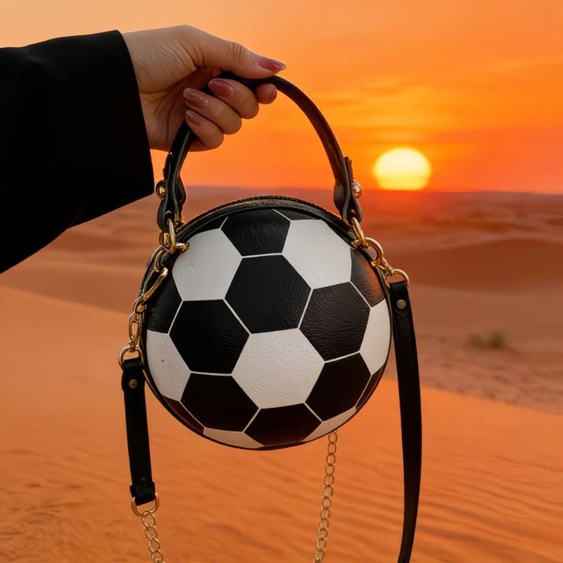 Soccer Theme Ladies Handbag, PU Material, Hand Carry Shoulder Crossbody Three Ways, Daily Outing Versatile Fashion(PINK)