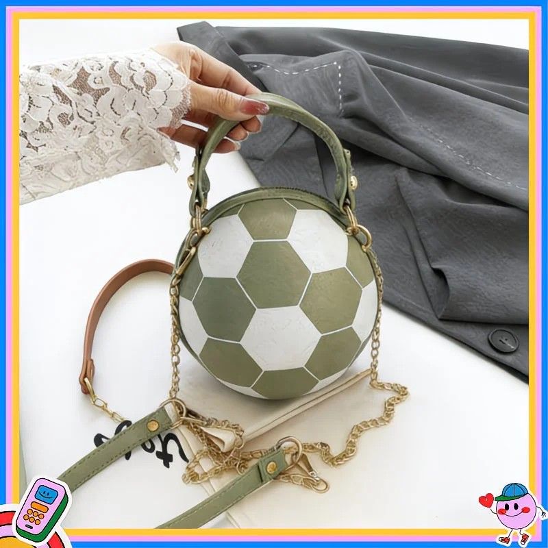 Soccer Theme Ladies Handbag, PU Material, Hand Carry Shoulder Crossbody Three Ways, Daily Outing Versatile Fashion(PINK)