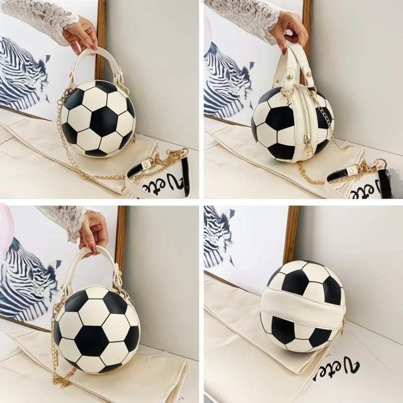 Soccer Theme Ladies Handbag, PU Material, Hand Carry Shoulder Crossbody Three Ways, Daily Outing Versatile Fashion(brown)