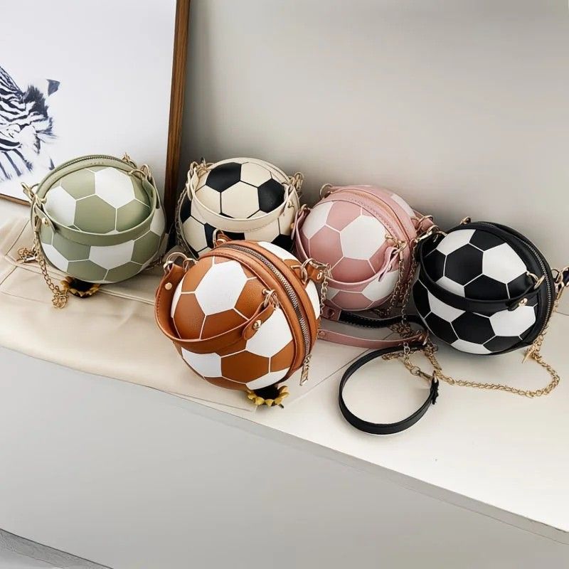 Soccer Theme Ladies Handbag, PU Material, Hand Carry Shoulder Crossbody Three Ways, Daily Outing Versatile Fashion(green)
