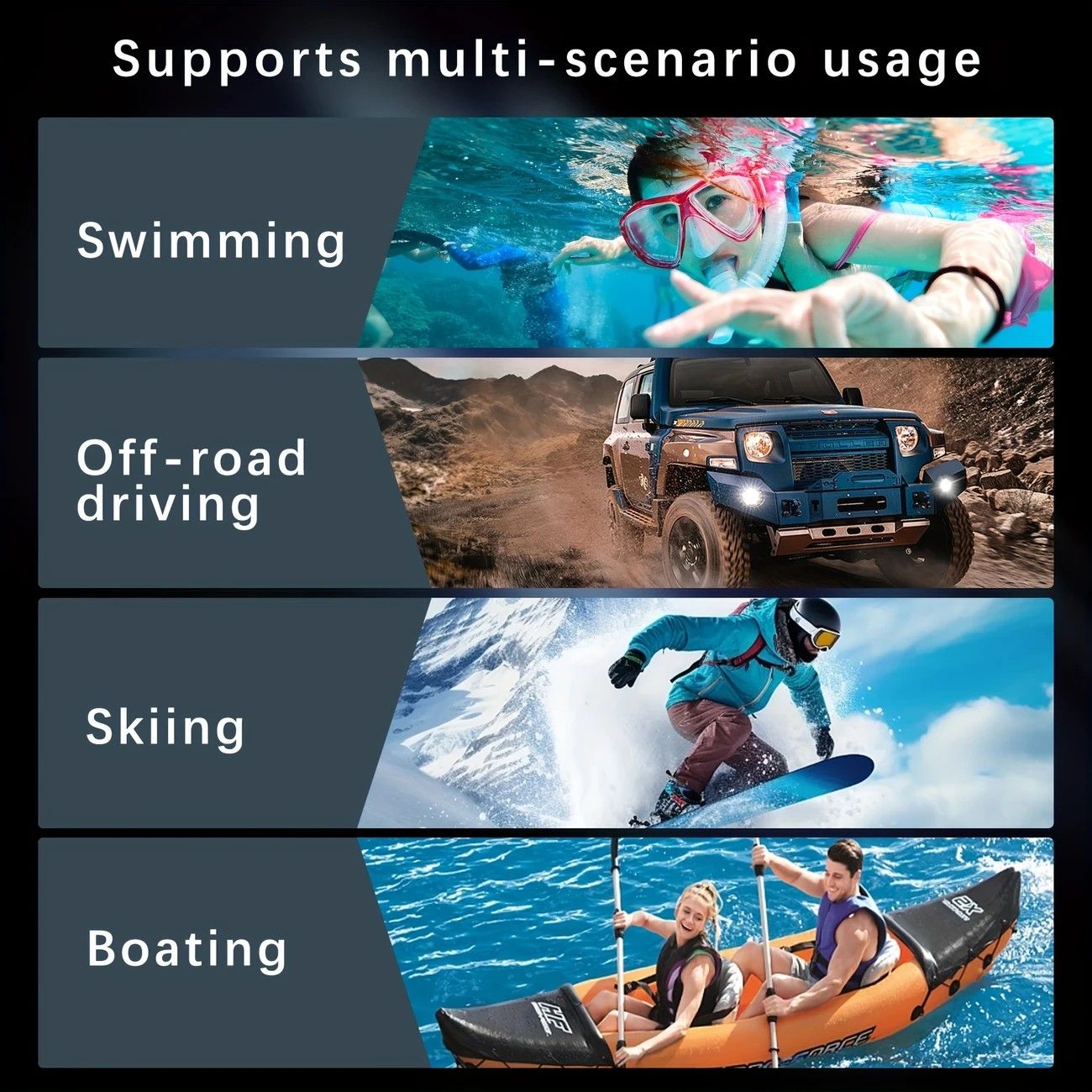 iPhone 16 Pro  Waterproof Phone Case IP68 Drop Protection Snow Dust Resistant with Lanyard for Swimming Skiing Off Road Adventures(black)