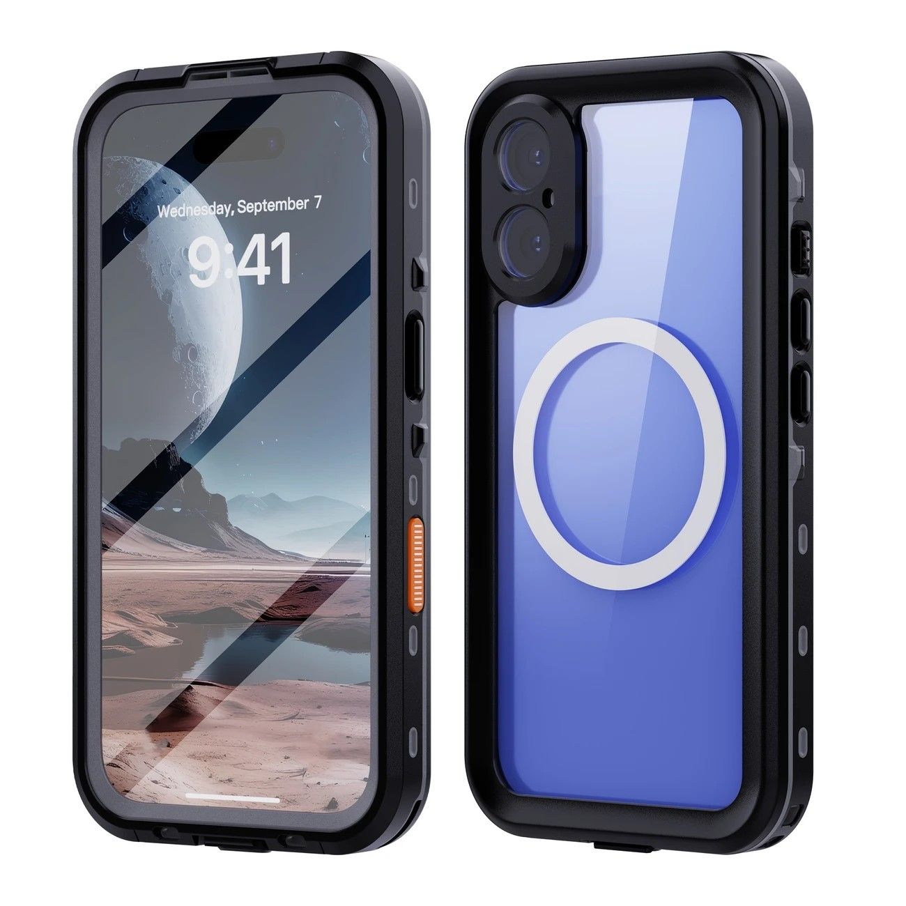 iPhone 16  Waterproof Phone Case IP68 Drop Protection Snow Dust Resistant with Lanyard for Swimming Skiing Off Road Adventures(blue)