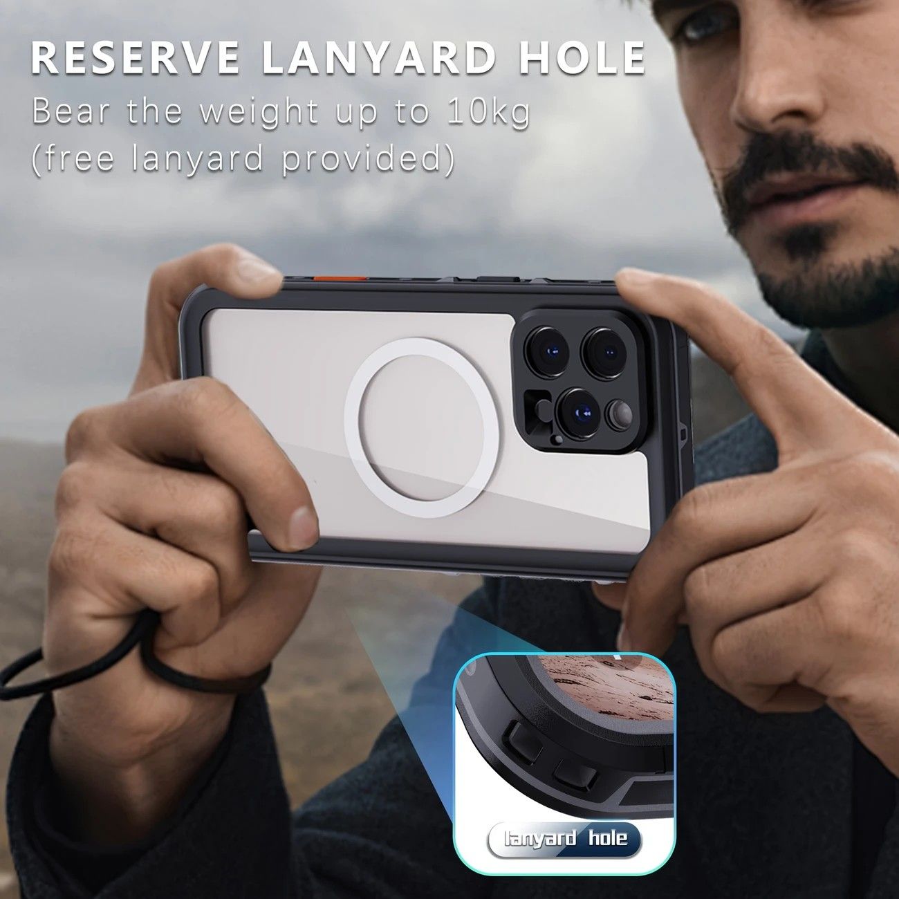 iPhone 16 Plus Waterproof Phone Case IP68 Drop Protection Snow Dust Resistant with Lanyard for Swimming Skiing Off Road Adventures(blue)