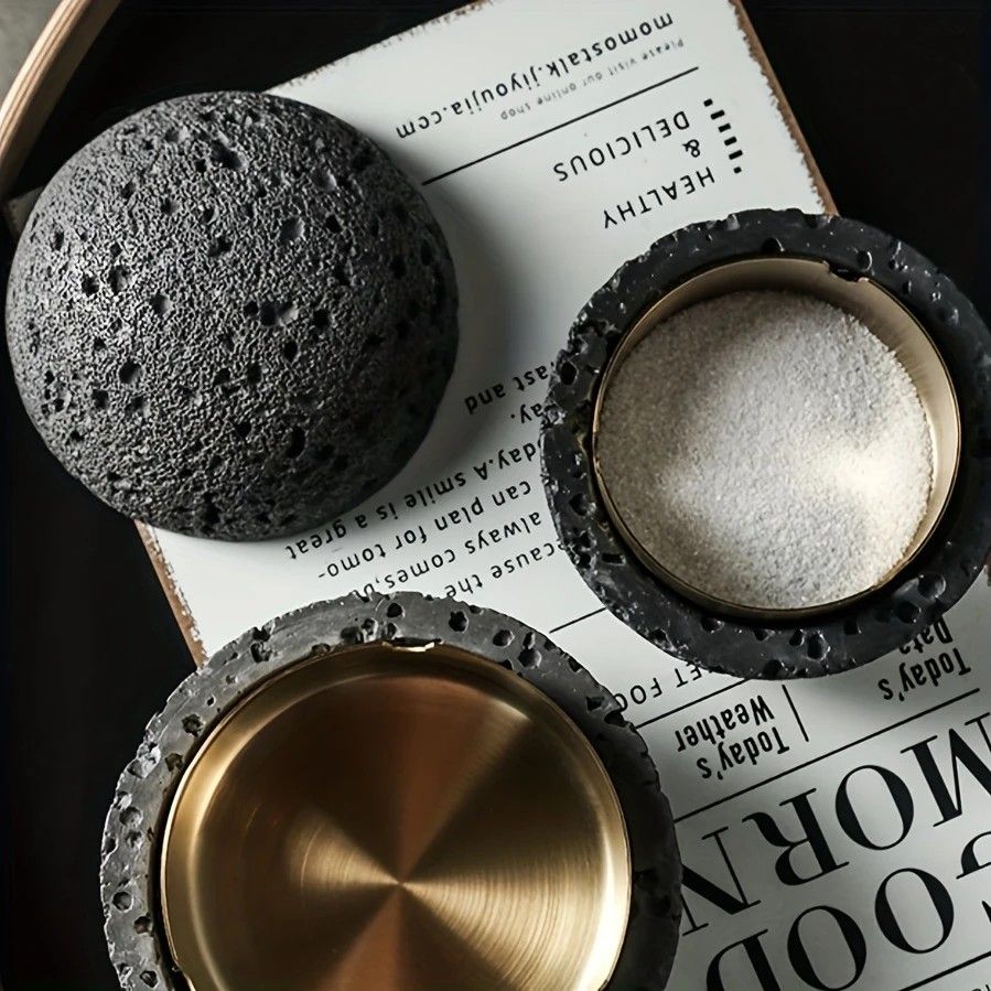 Nordic industrial style concrete ashtray, handcrafted with natural texture, detachable stainless steel bowl with anti-ash lid — easy to clean, durable, suitable for living rooms, bars, offices, ideal gift for Father’s Day, Christmas, housewarming.（Dark gr