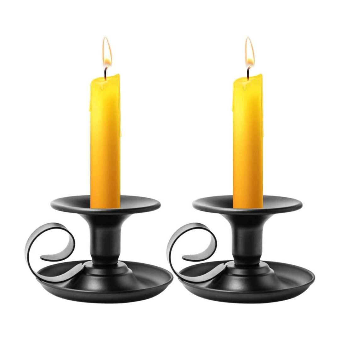 2PCS Handmade Iron Art Vintage Candle Holders, Matte Texture Lights Up Romantic Moments (Gold)