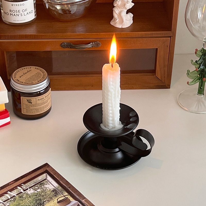 2PCS Handmade Iron Art Vintage Candle Holders, Matte Texture Lights Up Romantic Moments (Gold)