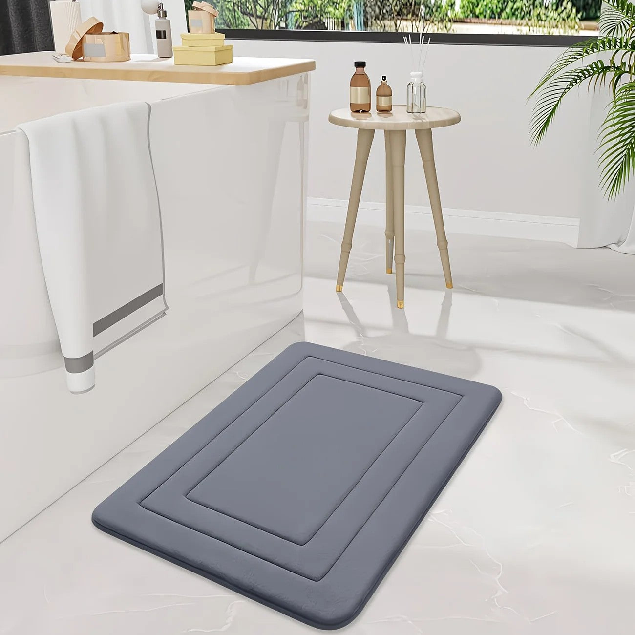RED Geometric Pattern, Soft Lightweight Skin-Friendly, Bathroom Accessory, Toilet Anti-Slip Mat, Bathroom Mat, Machine Washable, Suitable for Shower Room, Bathroom Doorway, Bedroom Room Decoration, Modern Bath Mat, Durable Bathroom Floor Mat