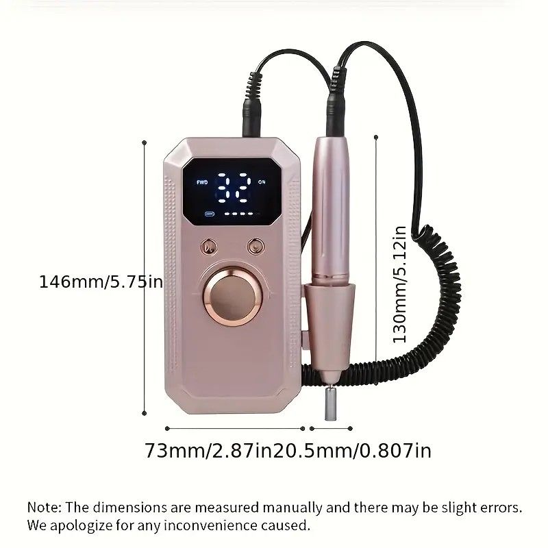 Professional Nail Drill: Quiet and Efficient, LED Digital Display, 31 Accessories for All-in-One Use, Easy for Beginners to Master。white