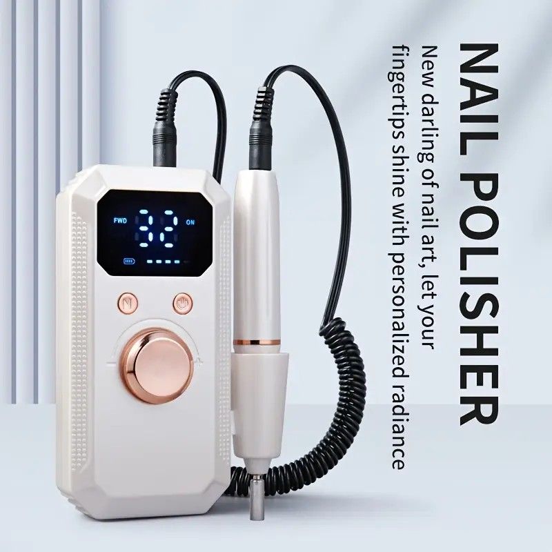 Professional Nail Drill: Quiet and Efficient, LED Digital Display, 31 Accessories for All-in-One Use, Easy for Beginners to Master。white