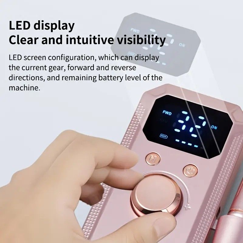 Professional Nail Drill: Quiet and Efficient, LED Digital Display, 31 Accessories for All-in-One Use, Easy for Beginners to Master.Dark grey