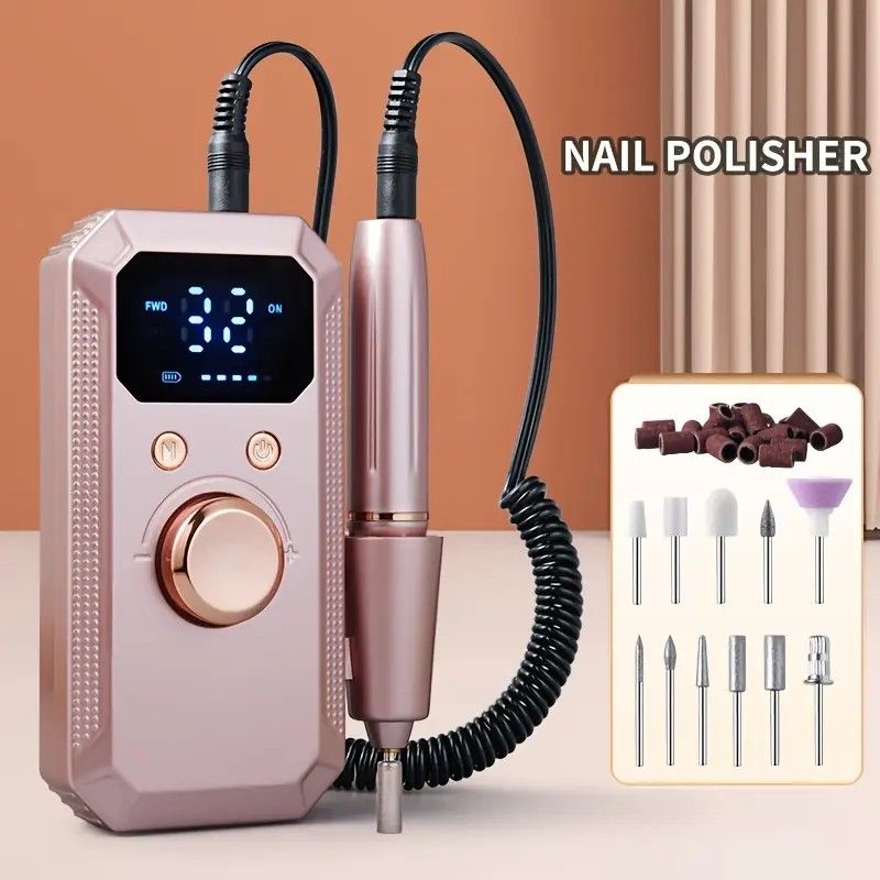 Professional Nail Drill: Quiet and Efficient, LED Digital Display, 31 Accessories for All-in-One Use, Easy for Beginners to Master.Dark grey