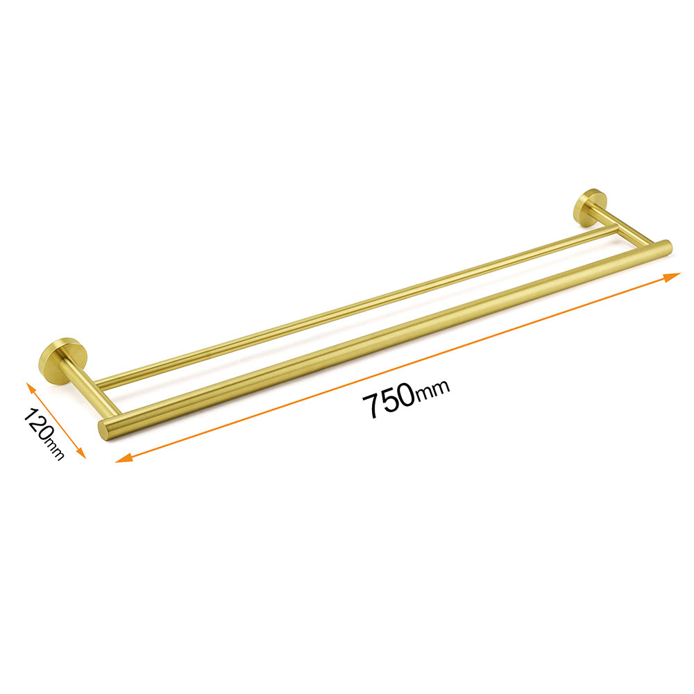 600mm Long Double Towel Rack Rail Holder Bar Round Stainless Steel