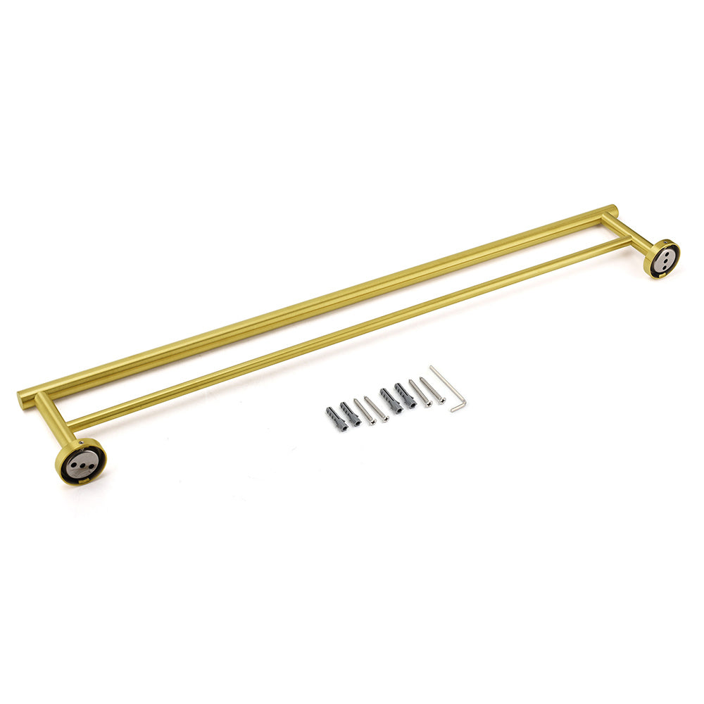 600mm Long Double Towel Rack Rail Holder Bar Round Stainless Steel