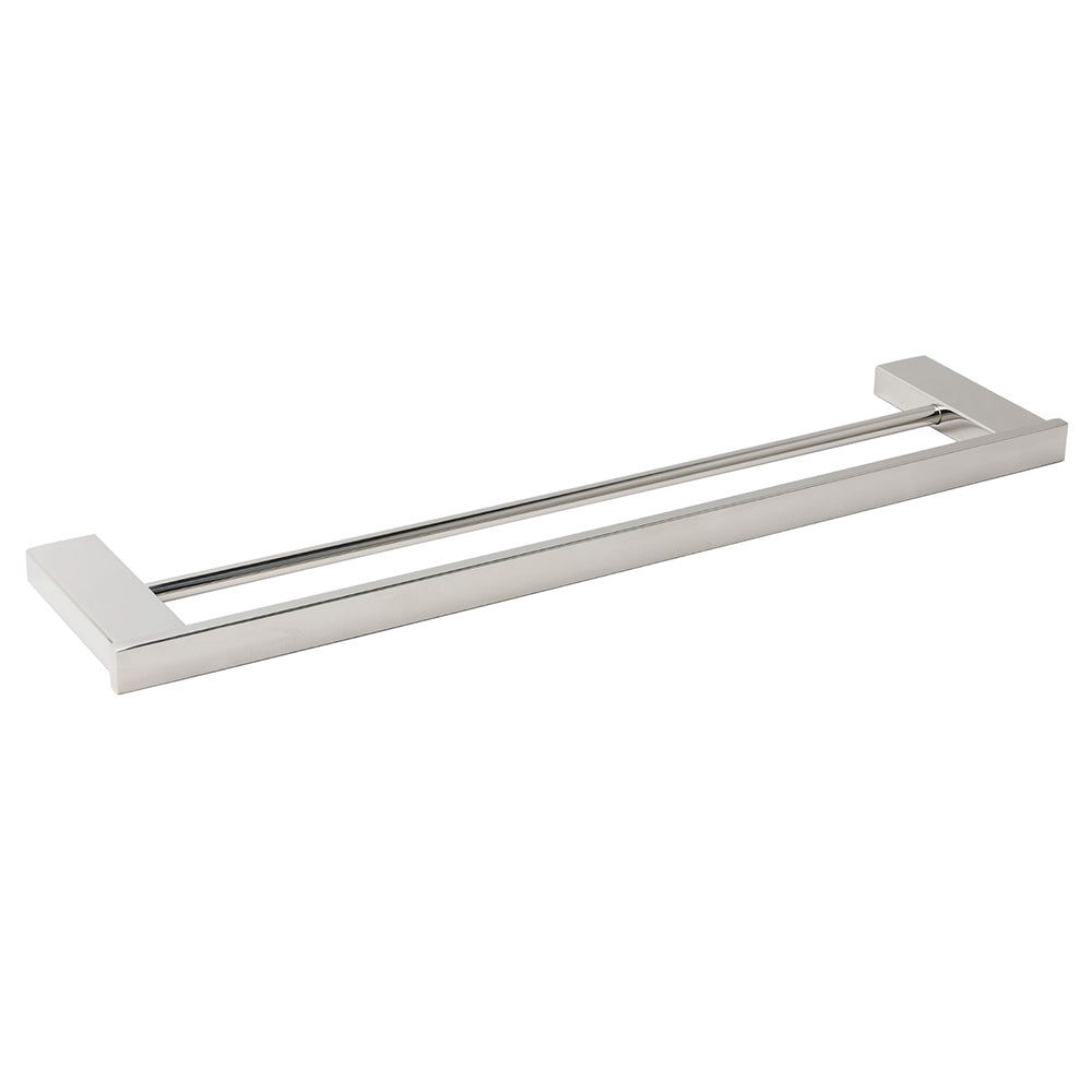 Cubic Square 600mm Double Towel Rail Rack Hanger Holder Bar Wall Kit