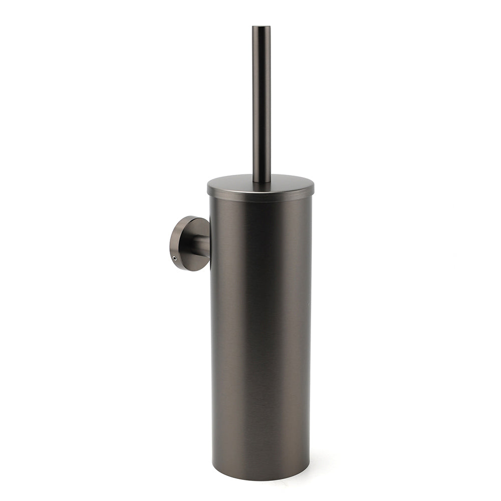Bathroom Brushed Gold Stainless Steel Round Toilet Brush Wall Mounted Holder Cup