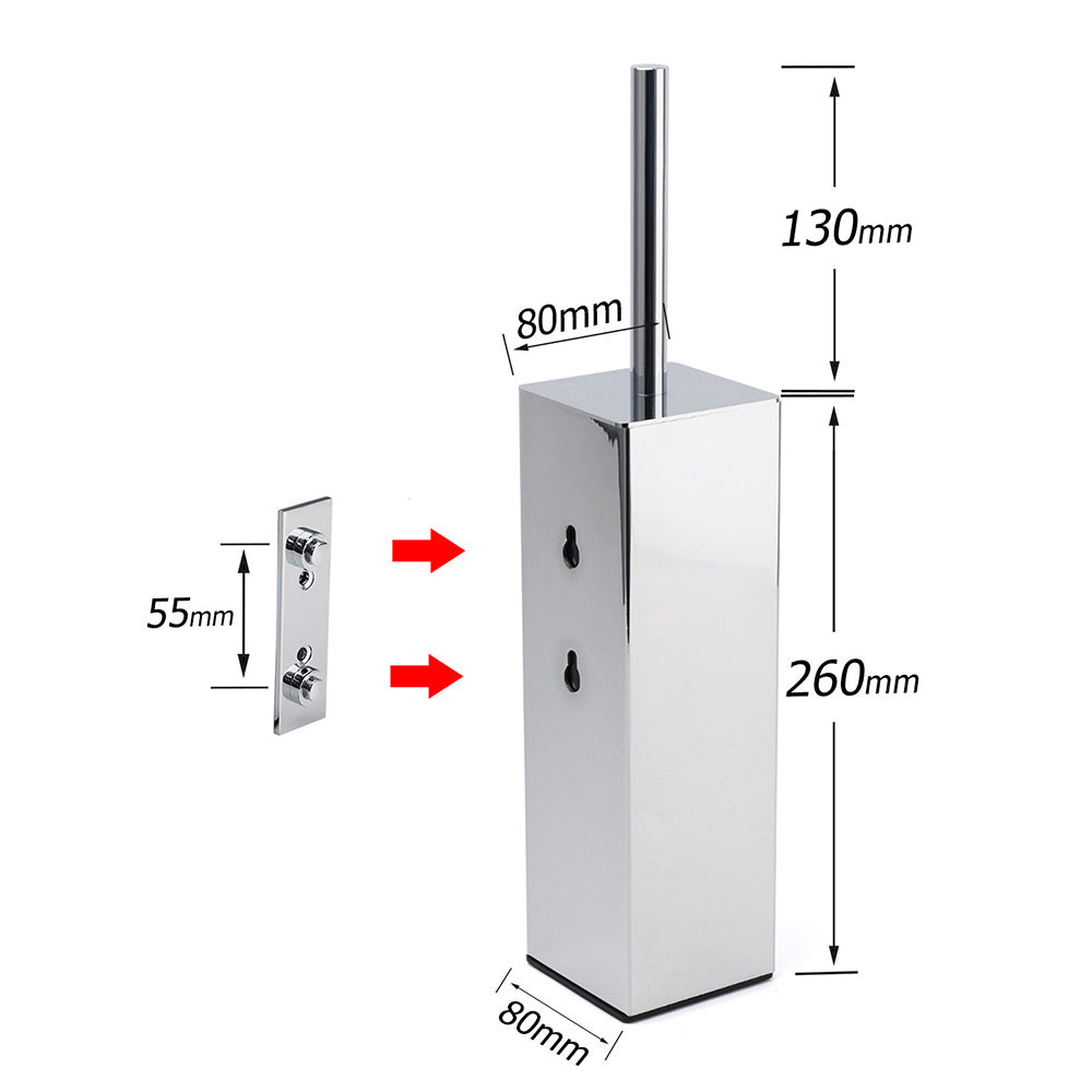 Square Toilet Brush & Holder – Stainless Steel