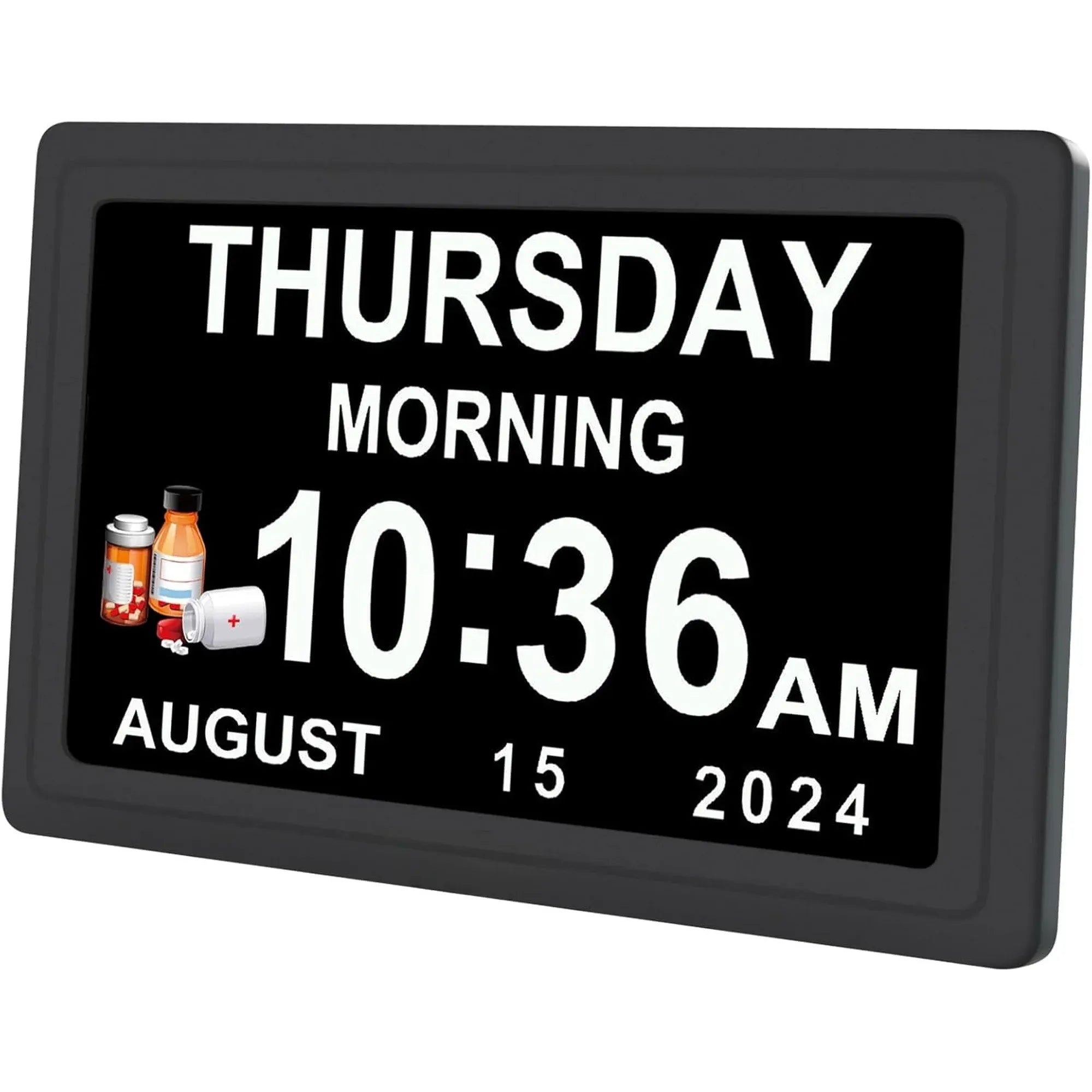Dementia Digital Clock for Seniors, Extra Large Electric Calendar Clock With 20 Alarms Auto DST and HD Display, 10 in, 1024 x 600P