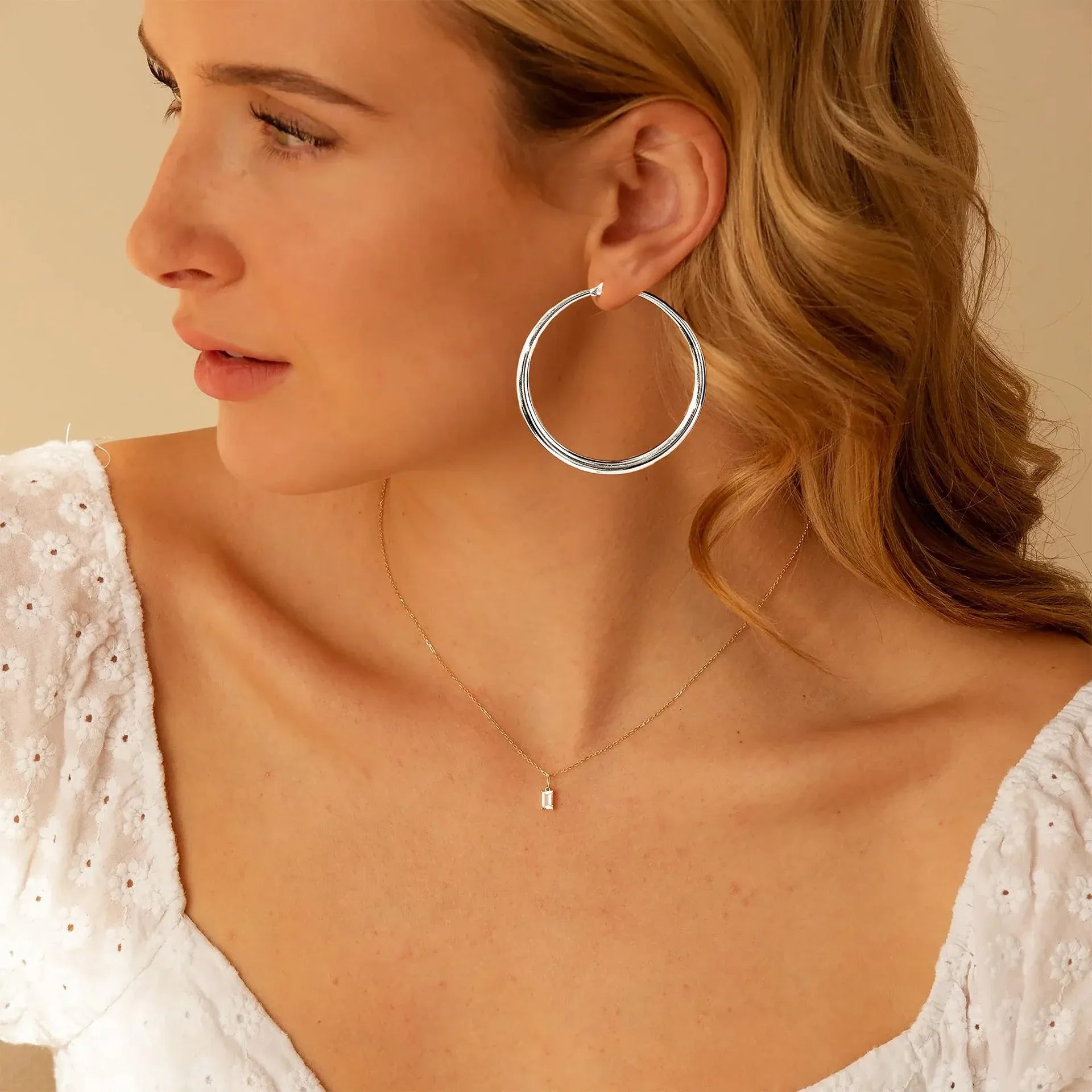 S925 Sterling Silver Hoop Earrings for Women, Lightweight Hypoallergenic Large Silver Hoops, 30 mm