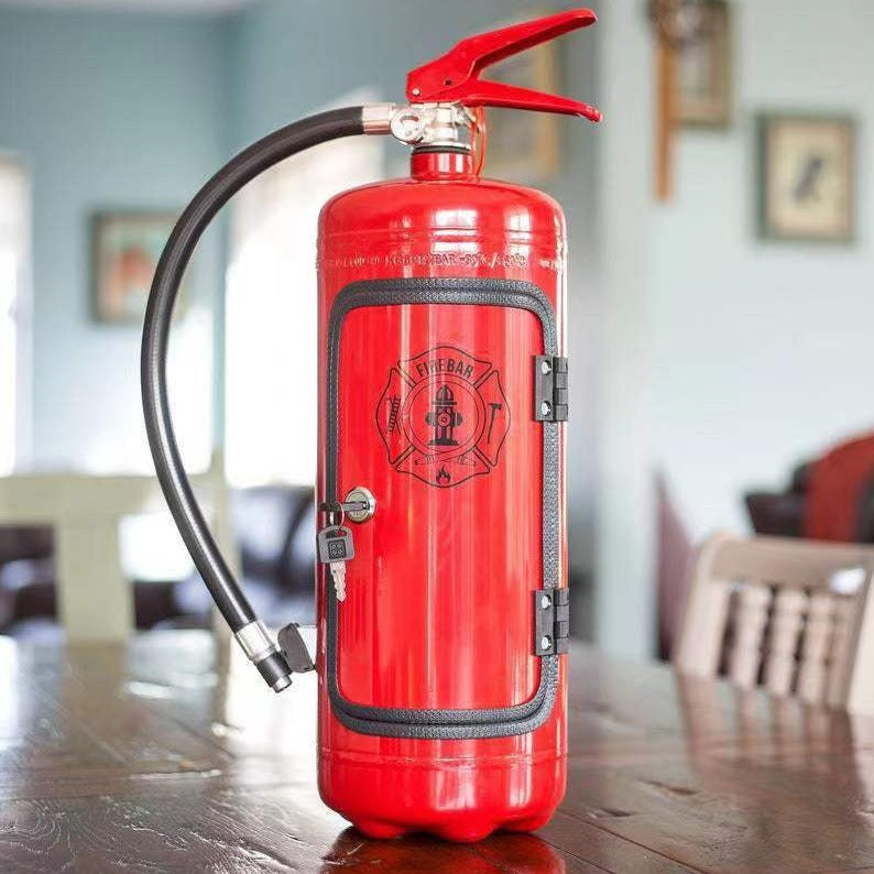 Fire Extinguisher Minibar Wine Cabinet Perfect Gift for Men black