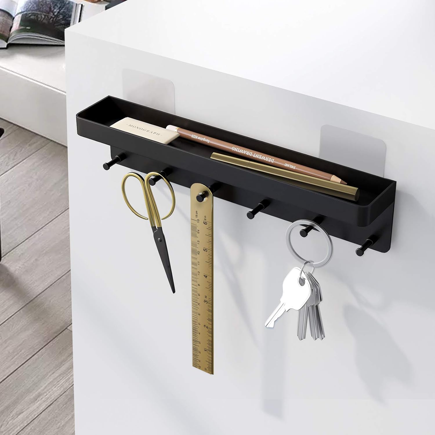Self-adhesive Key Hooks Key Holder for Wall 6 Hooks Key