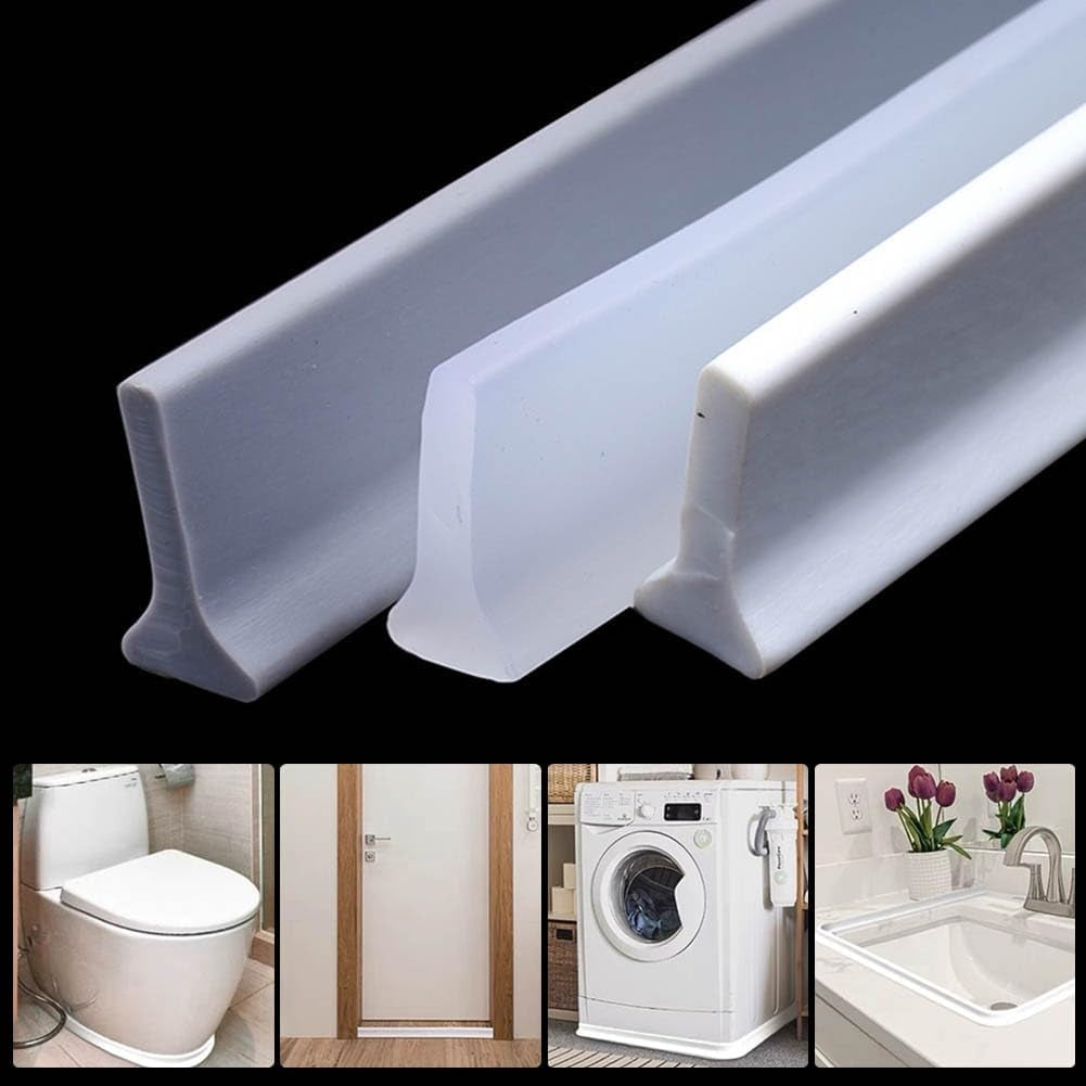 Shower Threshold / Water Barrier – Self-Adhesive Shower Strip – 2m Transparent Transparent