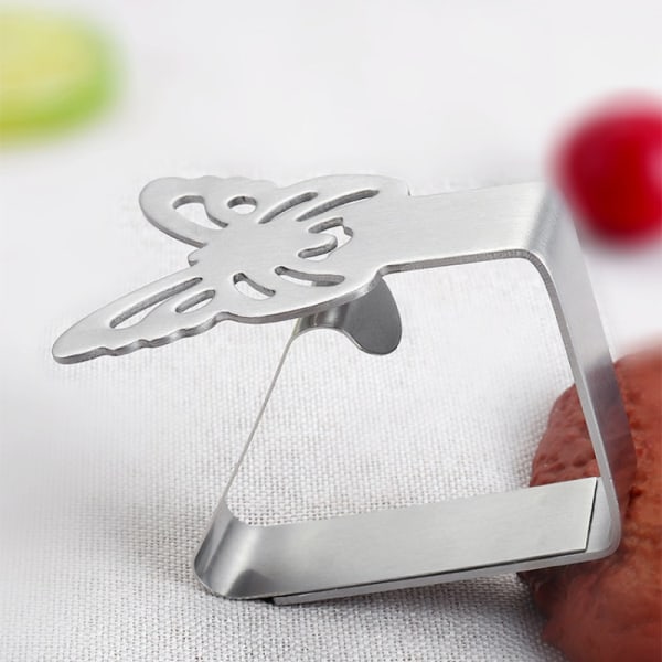 INF Butterfly-Shaped Cloth Clips / Cloth Holders, 4-pack Silver